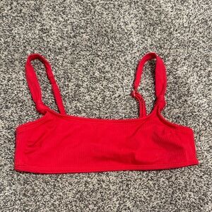 Red Ribbed Bikini Top
